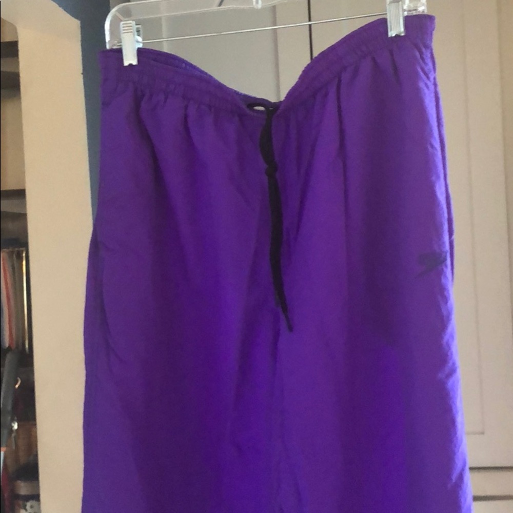 Retro purple speedo nylon pants size Large
